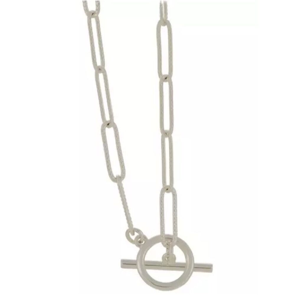 New Metal Gallery Textured Paperclip Chain Necklace - 16